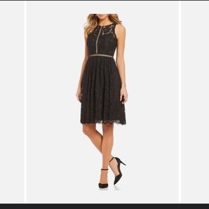 Adrianna Papell Women's Black Lace Flare Dress Size 8